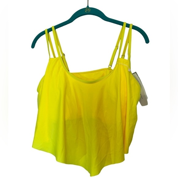 Rosegal Neon Yellow Flowy Double Strap Swim Top Size L NWT - Picture 1 of 11